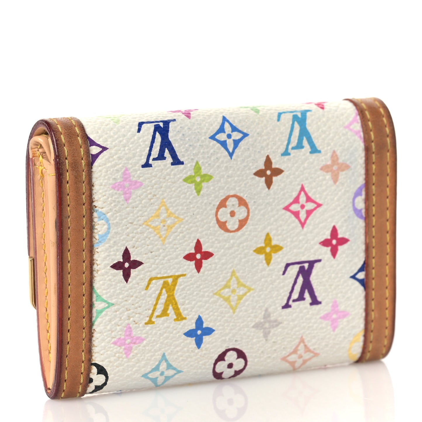 Monogram Multicolor Porte-Monnaie Plat Coin Purse White