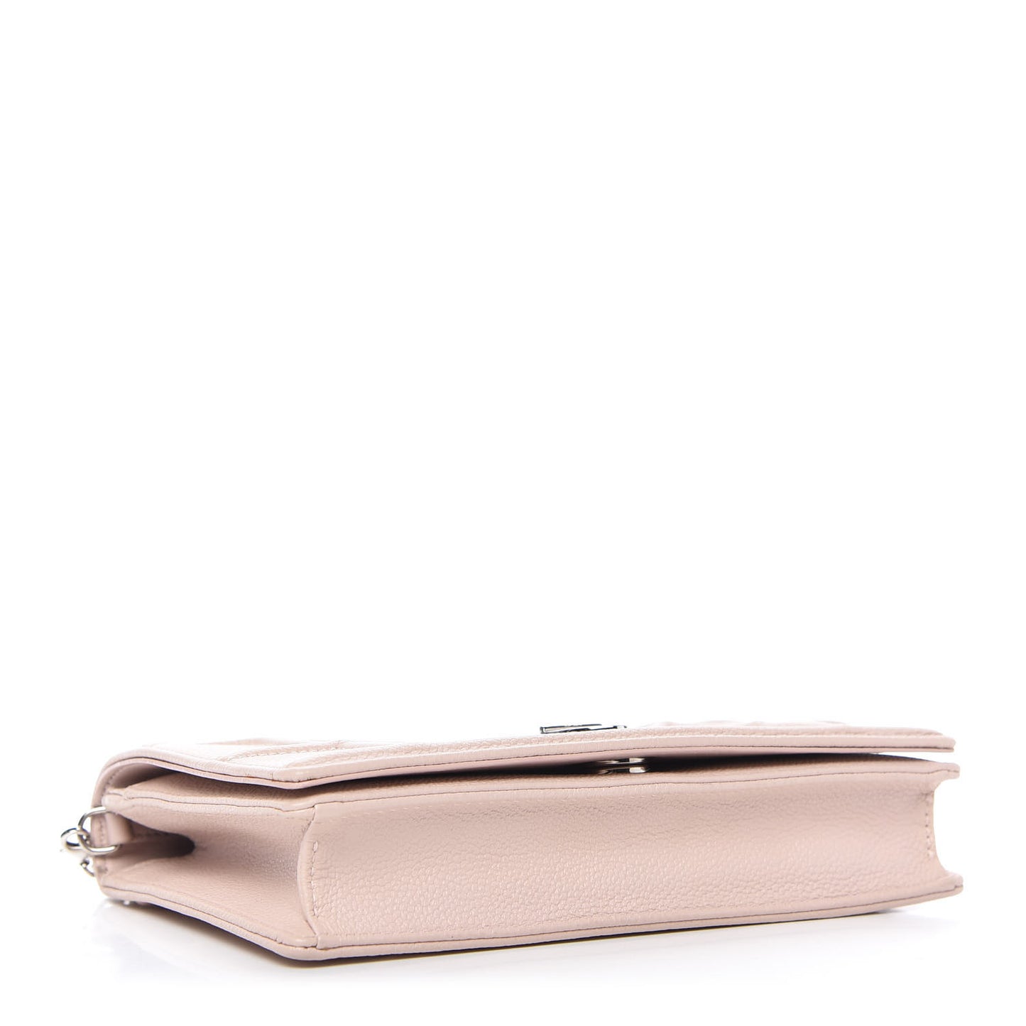 Grained Calfskin Diorama Wallet on Chain Pouch Nude