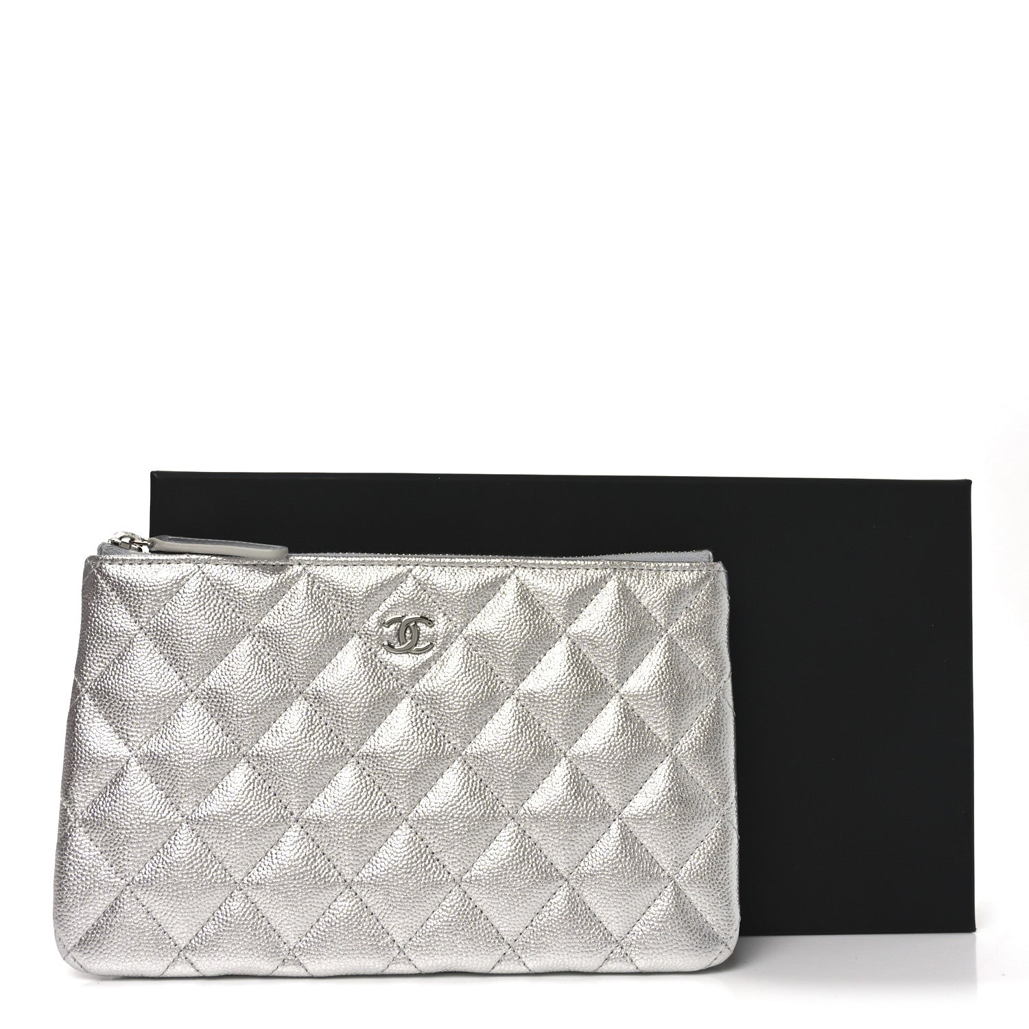 Chanel Metallic Caviar Quilted Small Zipped Pouch Silvery 8 of 8