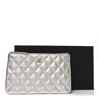 Chanel Metallic Caviar Quilted Small Zipped Pouch Silvery 8 of 8