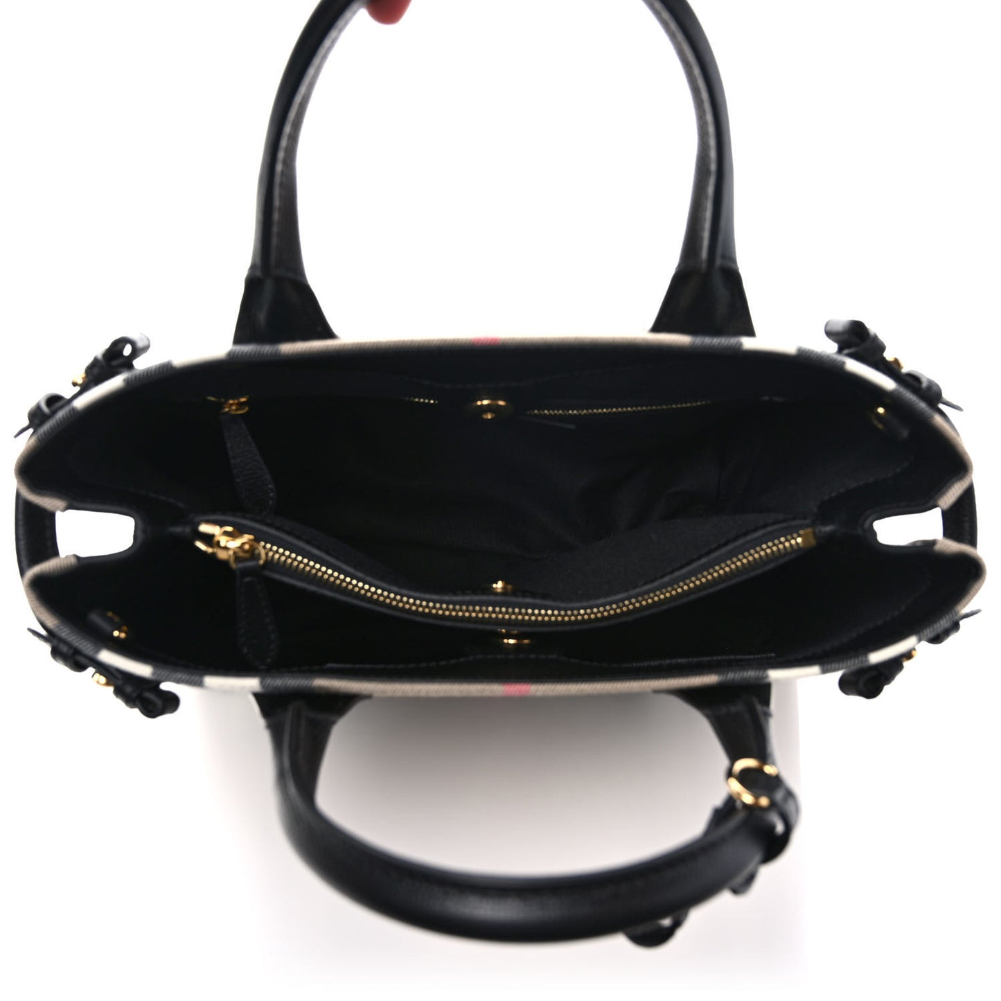 House Check Grainy Calfskin Medium Banner Tote Black