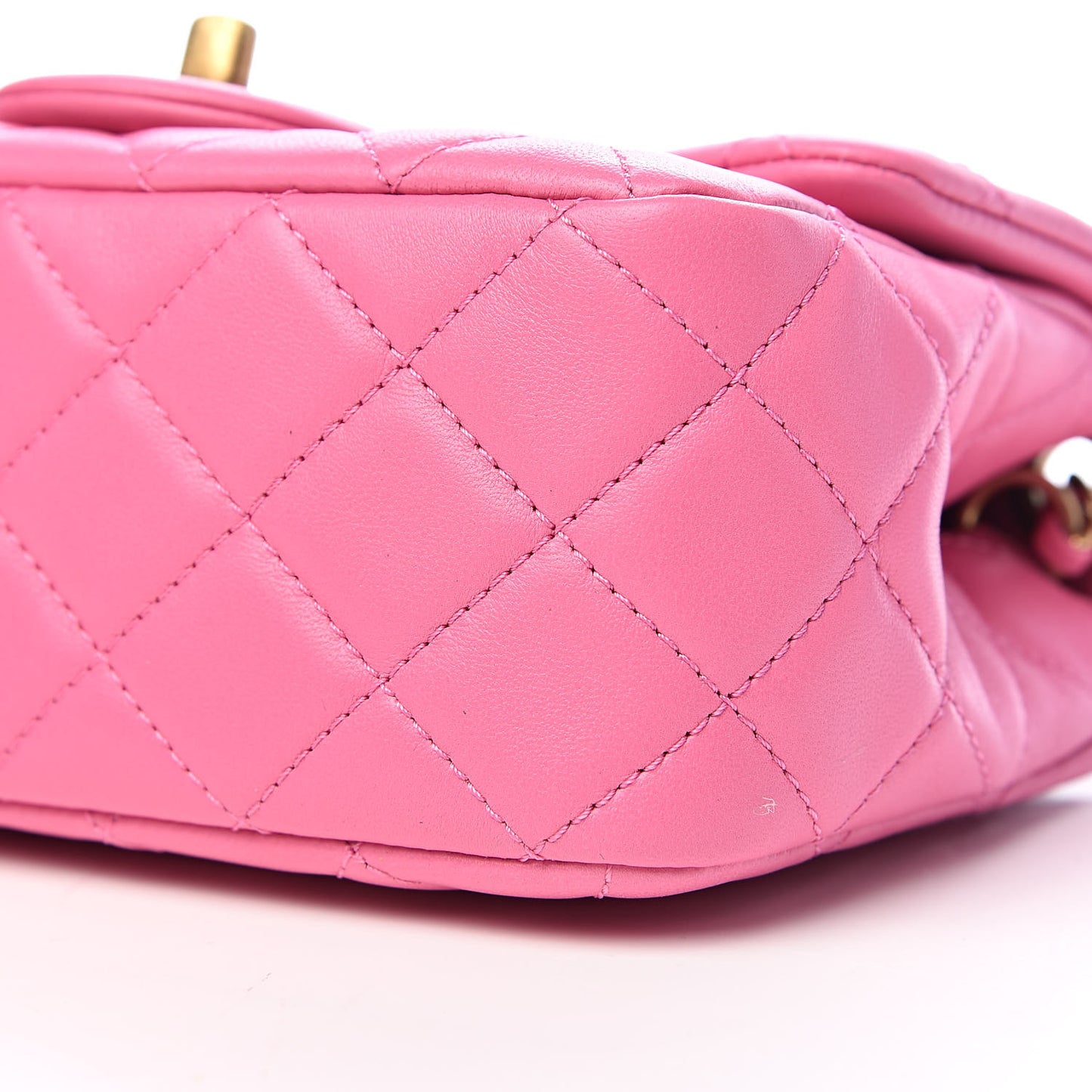 Lambskin Quilted Mini Pearl Crush Flap Pink