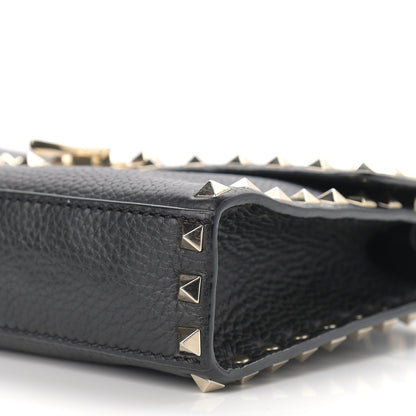 Valentino Garavani Pebbled Calfskin Medium Rockstud Flip Lock Crossbody Bag Black 9 of 11
