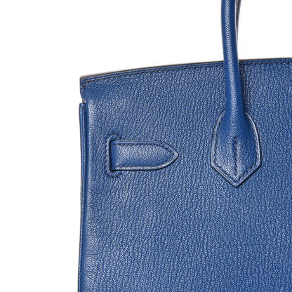 Hermes Chevre Mysore Bi-Color Horseshoe Birkin 30 Bleu Sapphire Paon 12 of 37