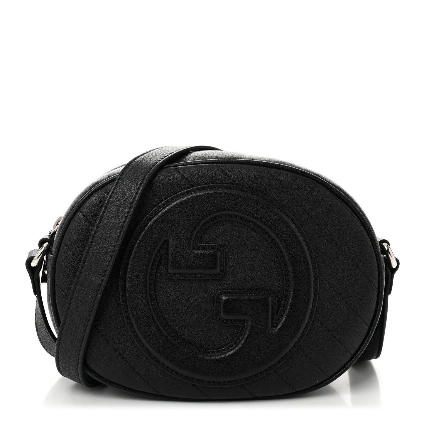 Sakai Be Green Calfskin Diagonal Stitched Mini Blondie Shoulder Bag Black