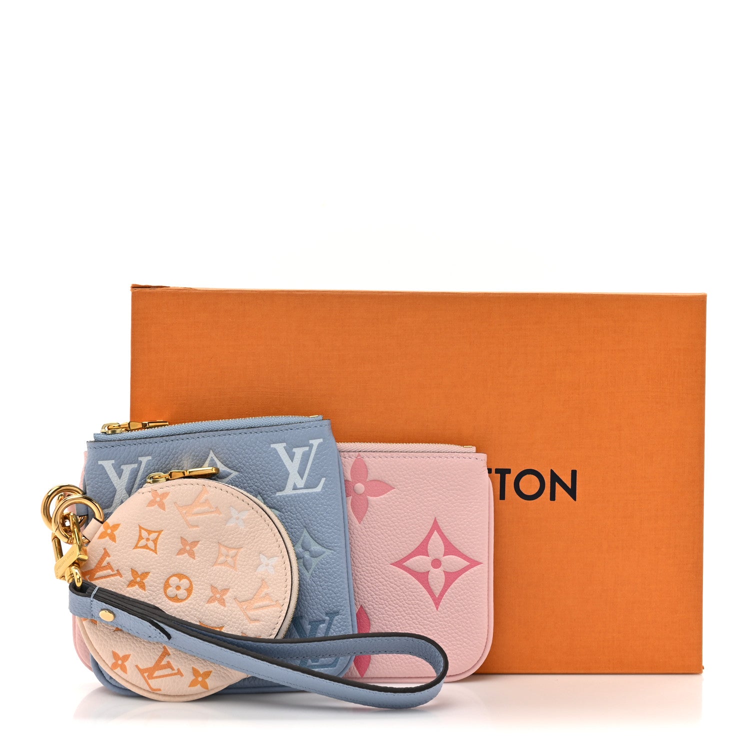 Louis Vuitton Empreinte Monogram Giant By The Pool Trio Pouch Rosebud Summer Blue Cream Saffron 10 of 10