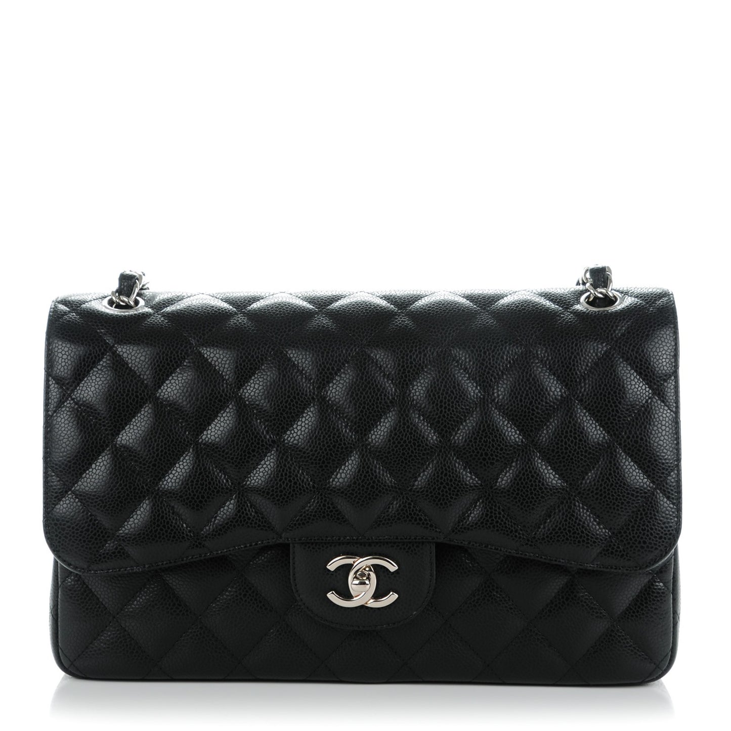 Caviar Quilted Jumbo Double Flap Black