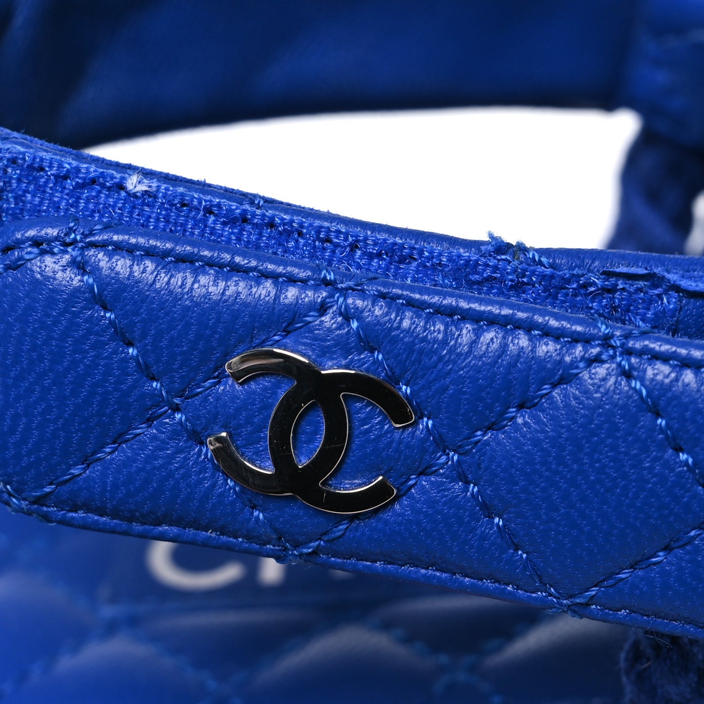 Cord Lambskin Quilted Logo Sandals 36 Blue