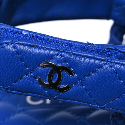 Chanel Cord Lambskin Quilted Logo Sandals 36 Blue 10 of 15