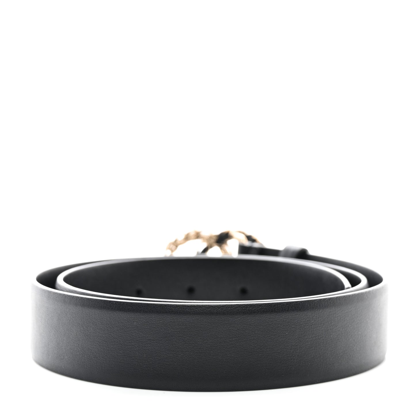 Calfskin CC Chain Belt 80 32 Black Gold