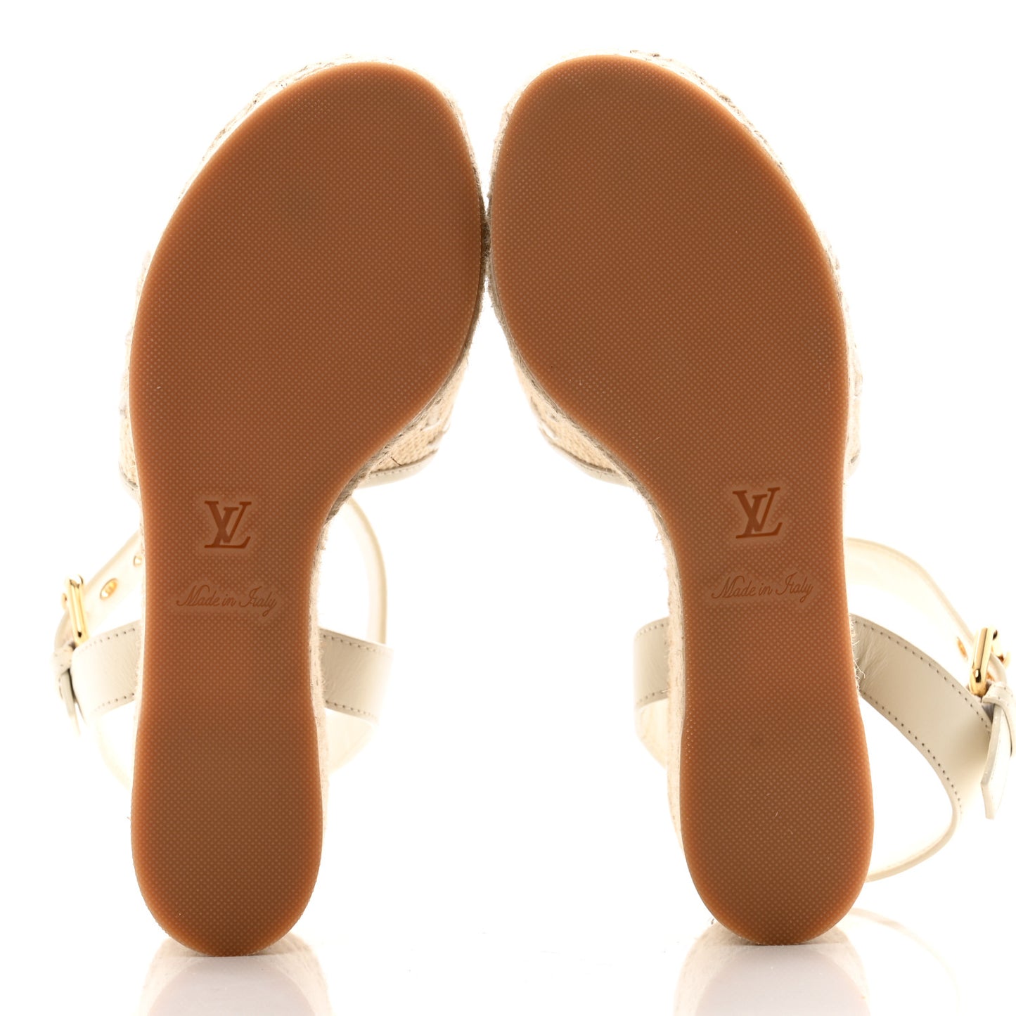 Canvas Monogram Starboard Espadrille Wedge Sandals 37 Beige White
