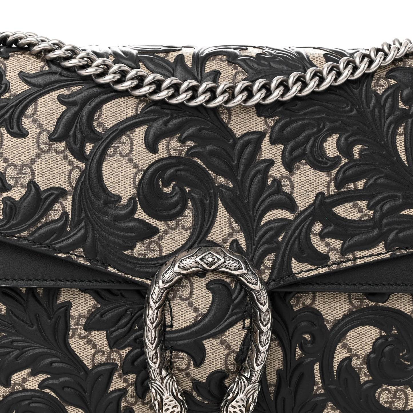 GG Supreme Monogram Arabesque Medium Dionysus Shoulder Bag Black