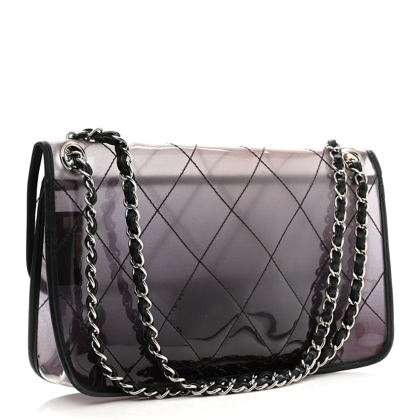Vinyl Quilted Degrade Jumbo Single Flap Black