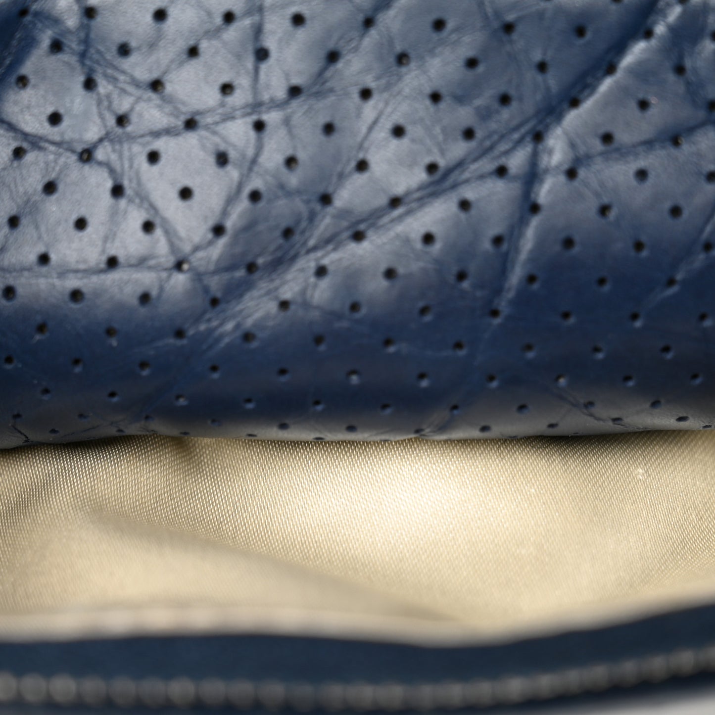 Calfskin Perforated 50's Satchel Marine Fonce