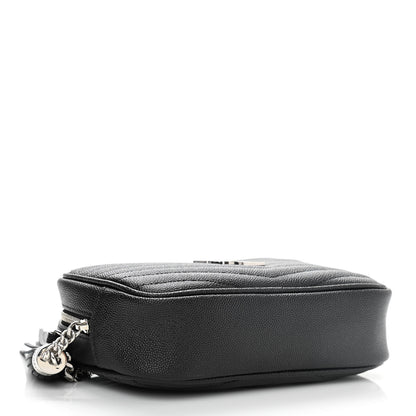 Saint Laurent Grain De Poudre Matelasse Monogram Mini Lou Camera Bag Black 3 of 9