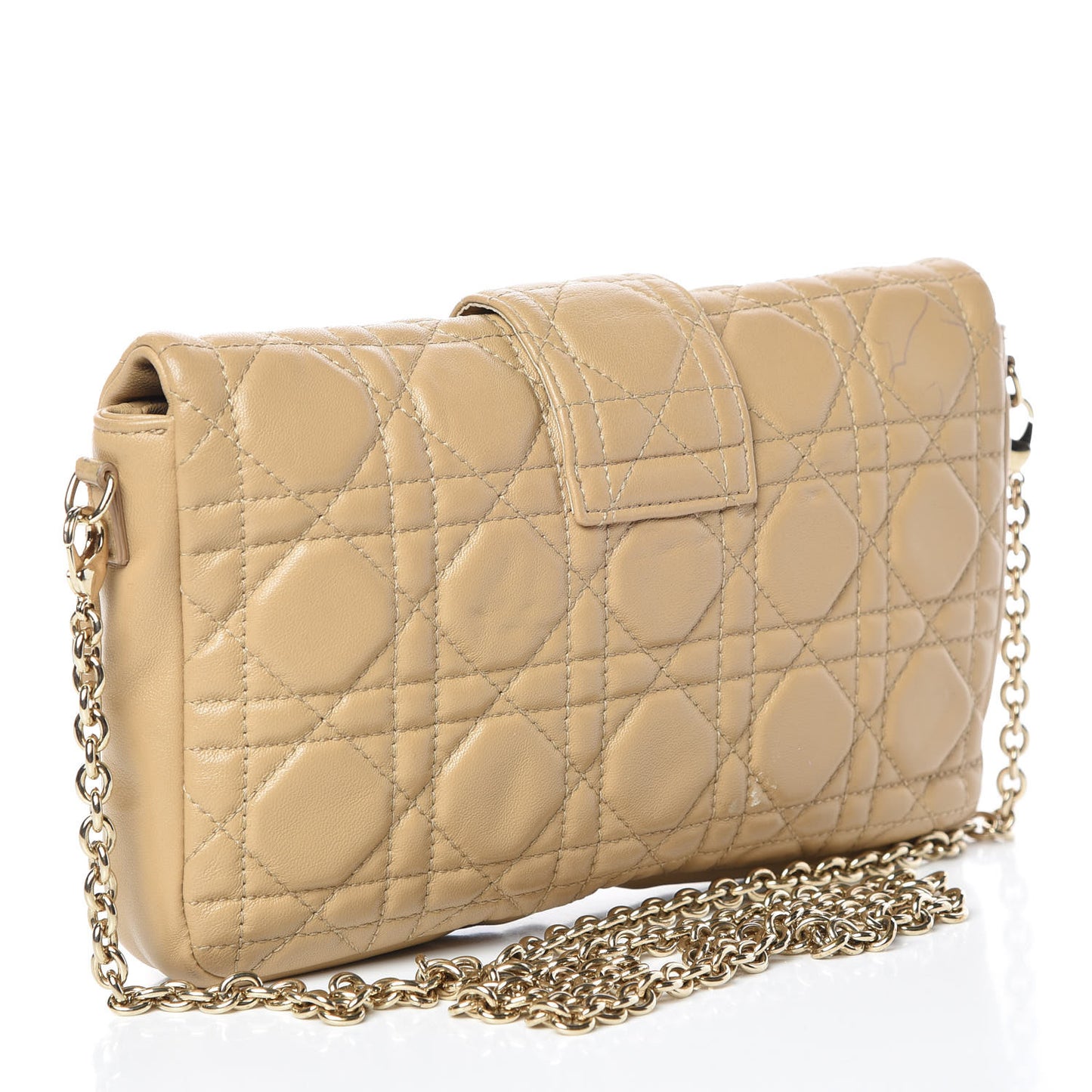 Lambskin Cannage New Lock Pouch Beige