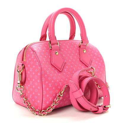 Louis Vuitton Calfskin Nanogram Embossed Speedy Bandouliere 20 Rose 3 of 10