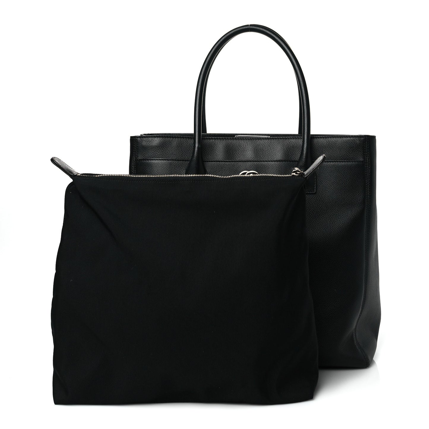 Calfskin Tall Cerf Tote Black