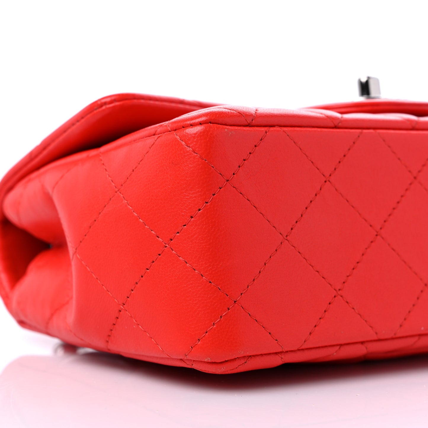 Lambskin Quilted Mini Rectangular Flap Red