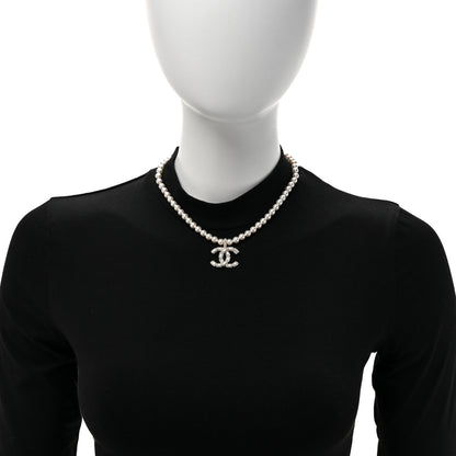 Chanel Pearl Crystal Baguette CC Short Necklace Gold 2 of 5