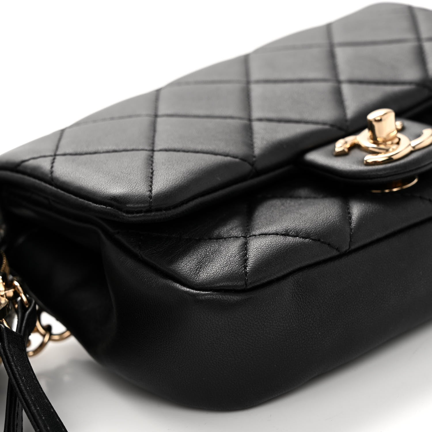 Chanel Tweed Lambskin Quilted Double Belt Bag Black 13 of 14