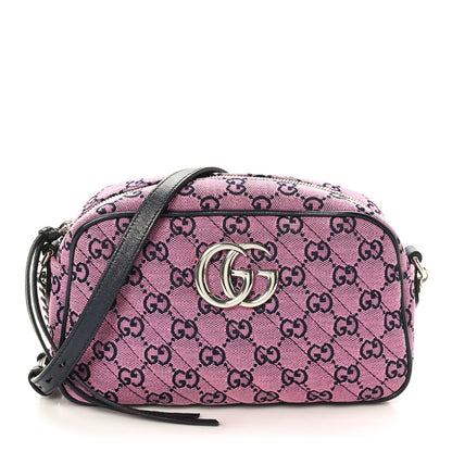 Gucci Monogram Multicolor Matelasse Diagonal Small GG Marmont Chain Shoulder Bag Pink Blue 1 of 9