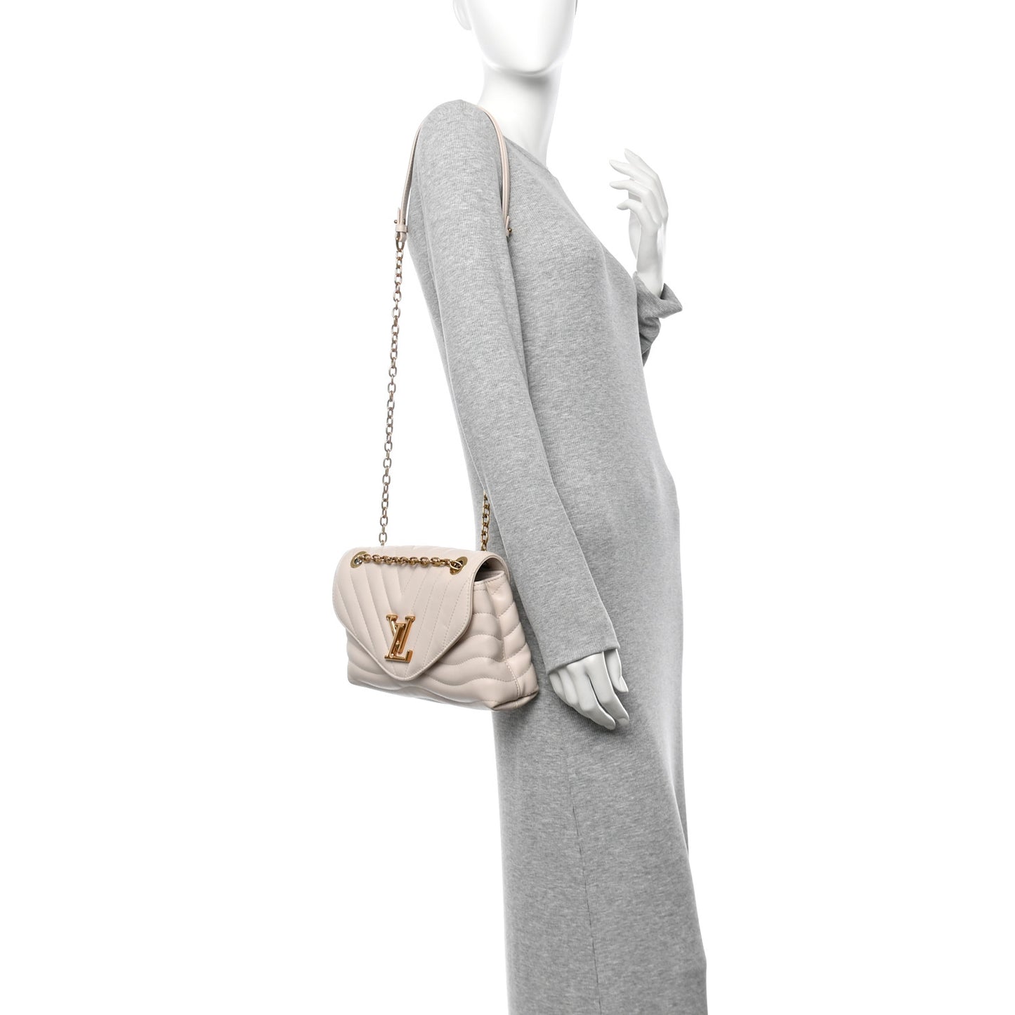 Calfskin LV New Wave Chain Bag Ivory