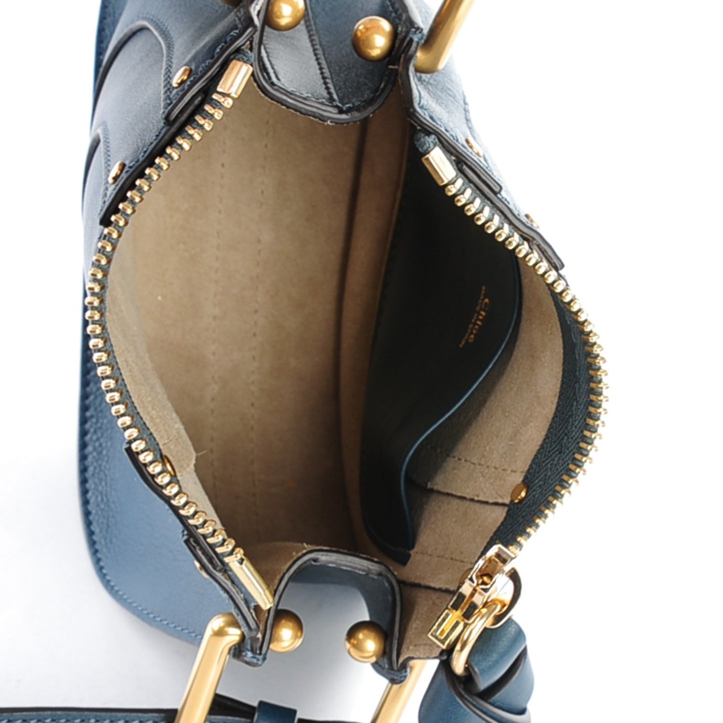 Grained Calfskin Nano Hayley Hobo Silver Blue