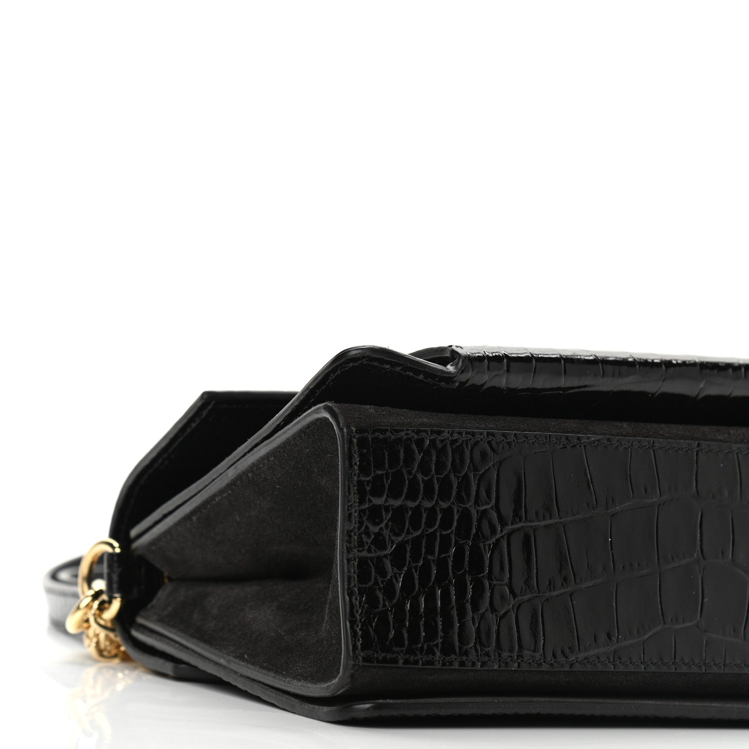Givenchy Calfskin Crocodile Embossed Suede Small GV3 Shoulder Bag Black 8 of 9