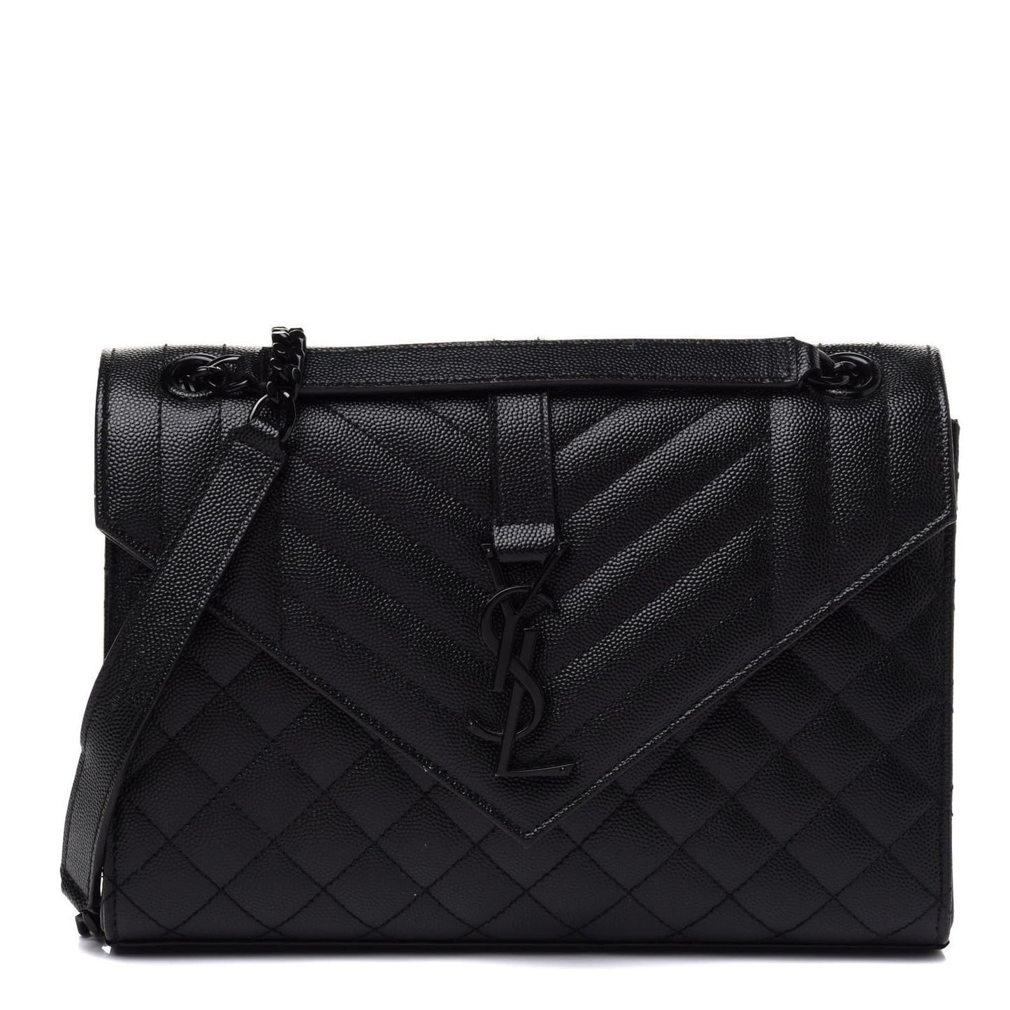 Grain De Poudre Textured Mixed Matelasse Triquilt Medium Monogram Satchel Black
