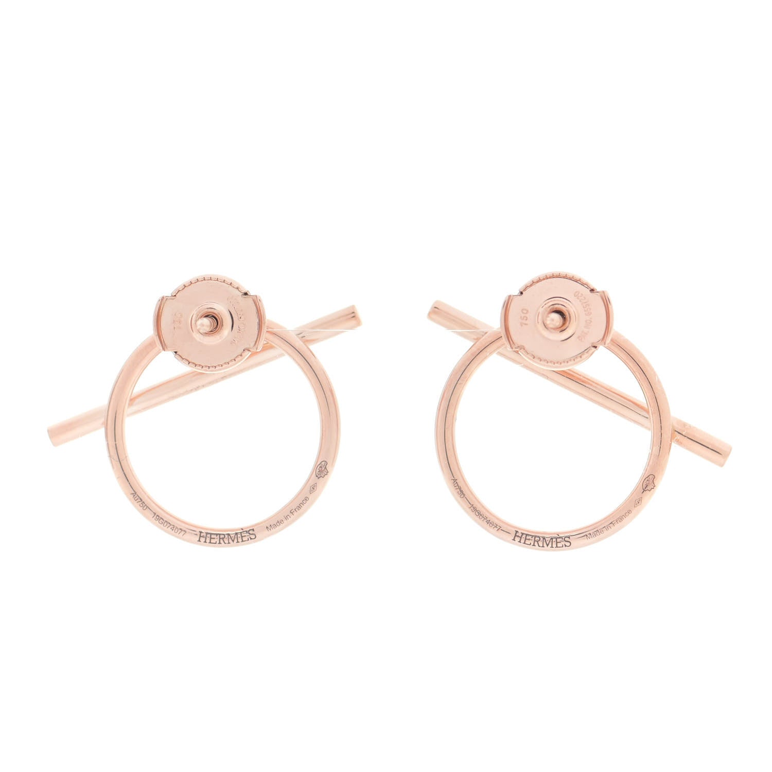 Hermes 18K Rose Gold MM Echappee Earrings 5 of 6