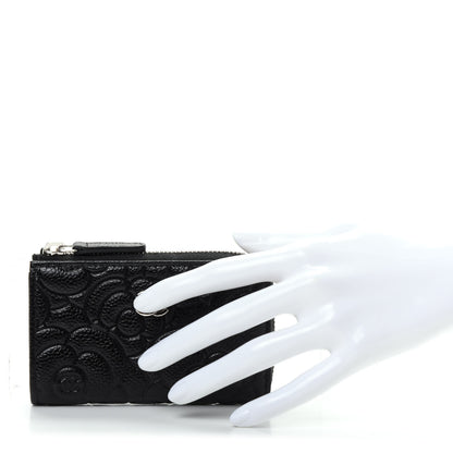 Chanel Caviar Camellia Embossed Key Holder Case Black 2 of 8