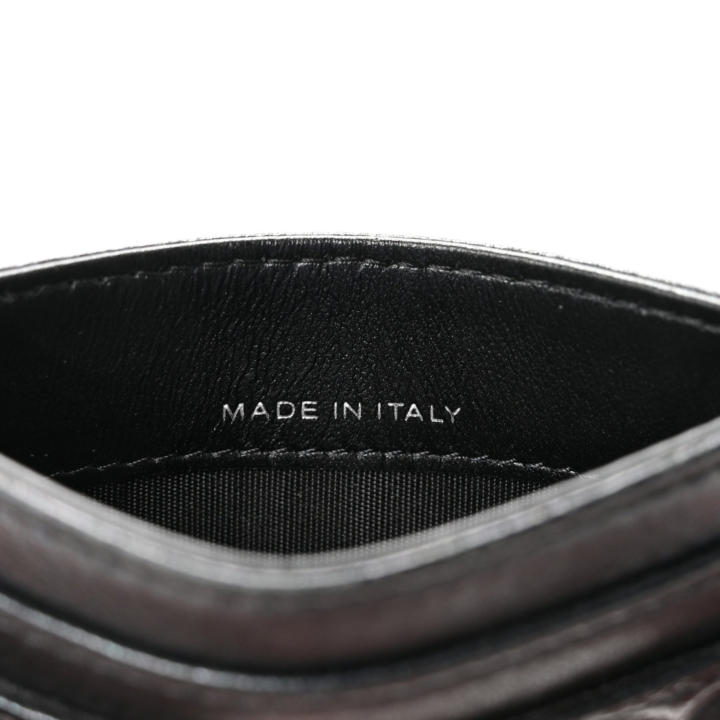Lambskin Camellia Embossed Card Holder Black