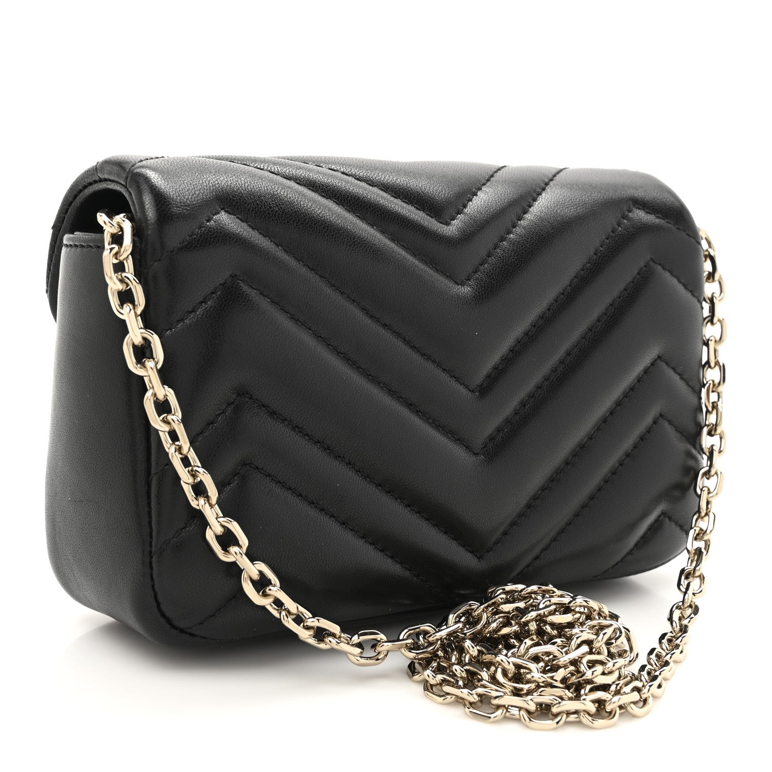 Gucci Lambskin Matelasse Mini GG Marmont Shoulder Bag Black 3 of 10