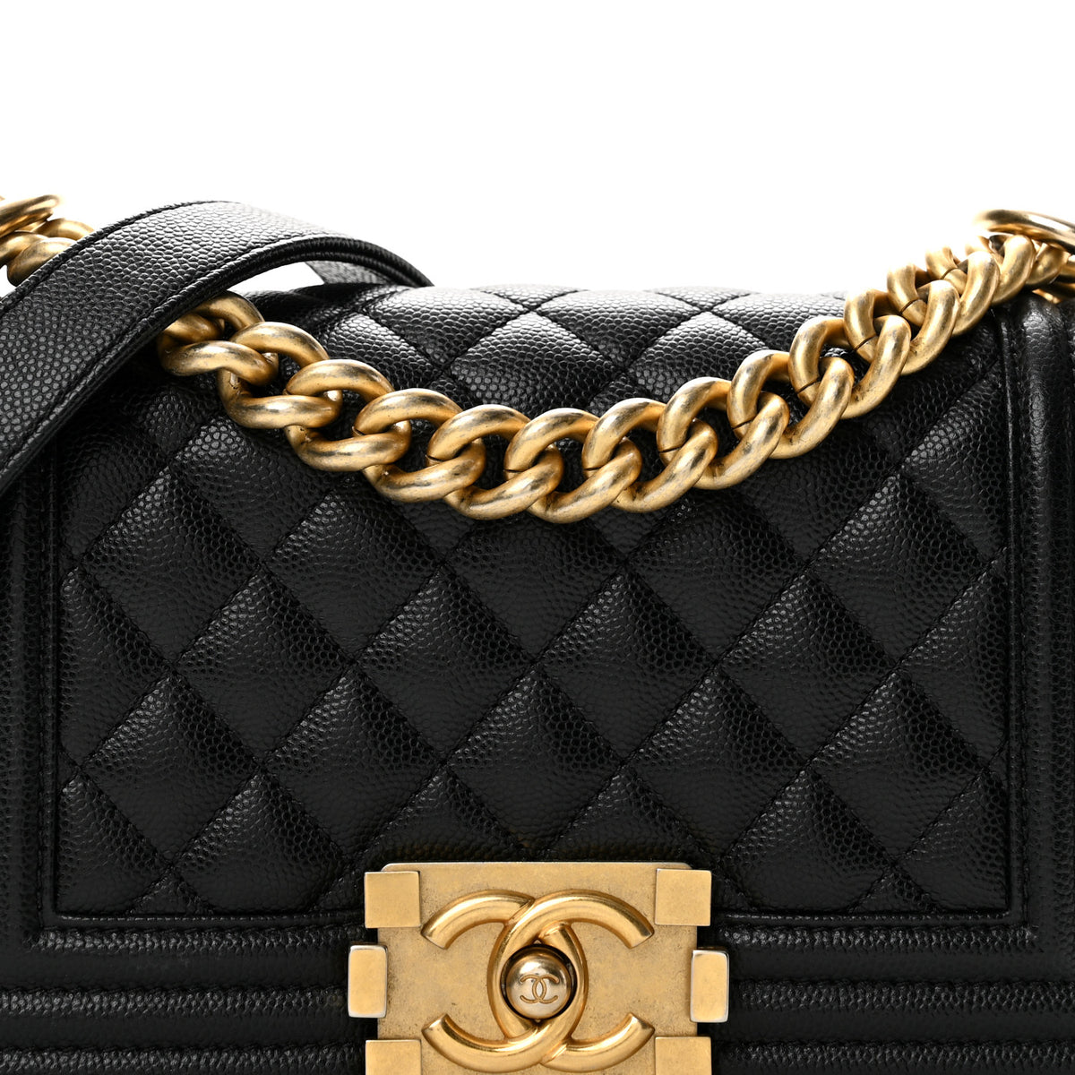 Caviar Quilted Small Boy Flap Black