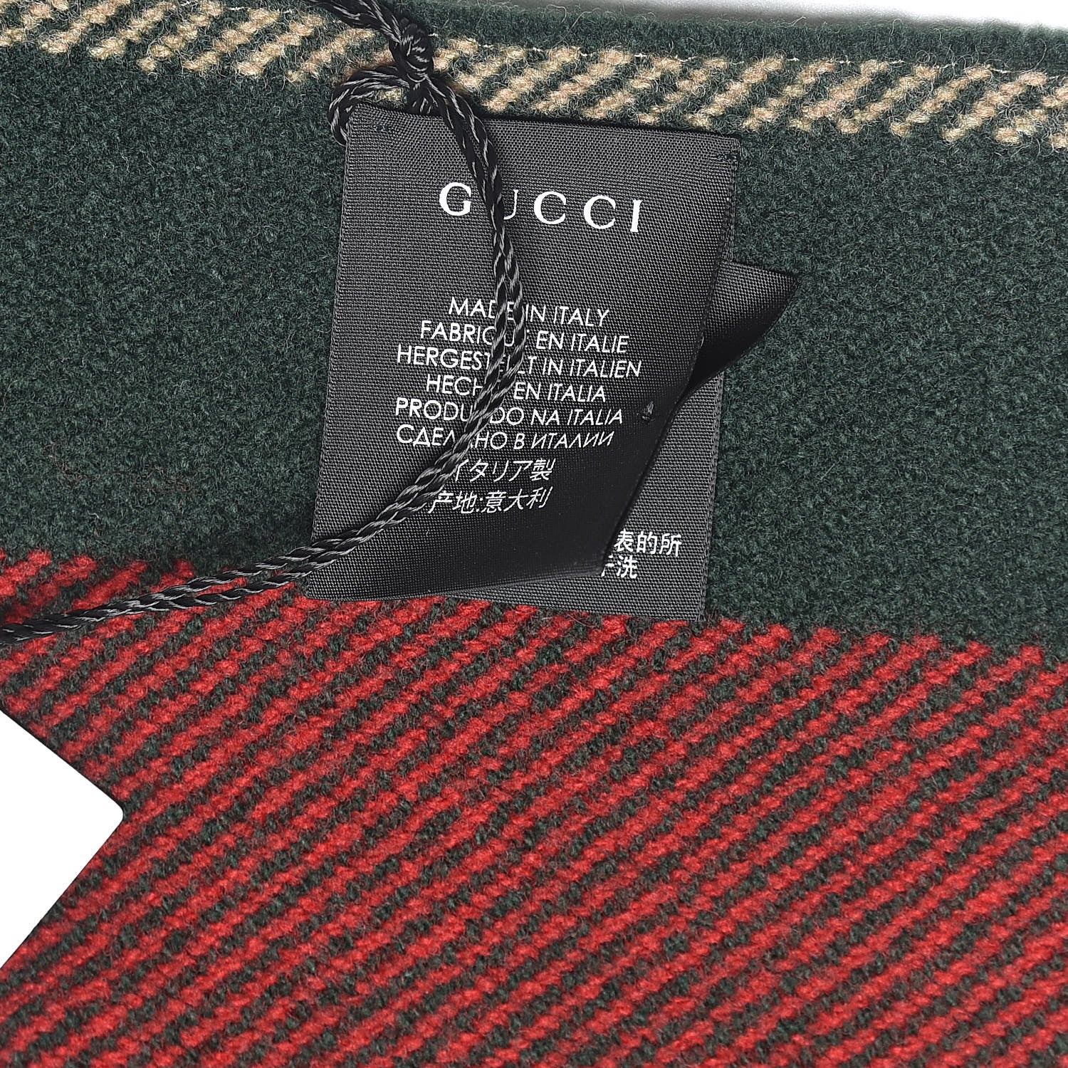 Gucci Wool Knit Stripe Scarf Red Green 5 of 5