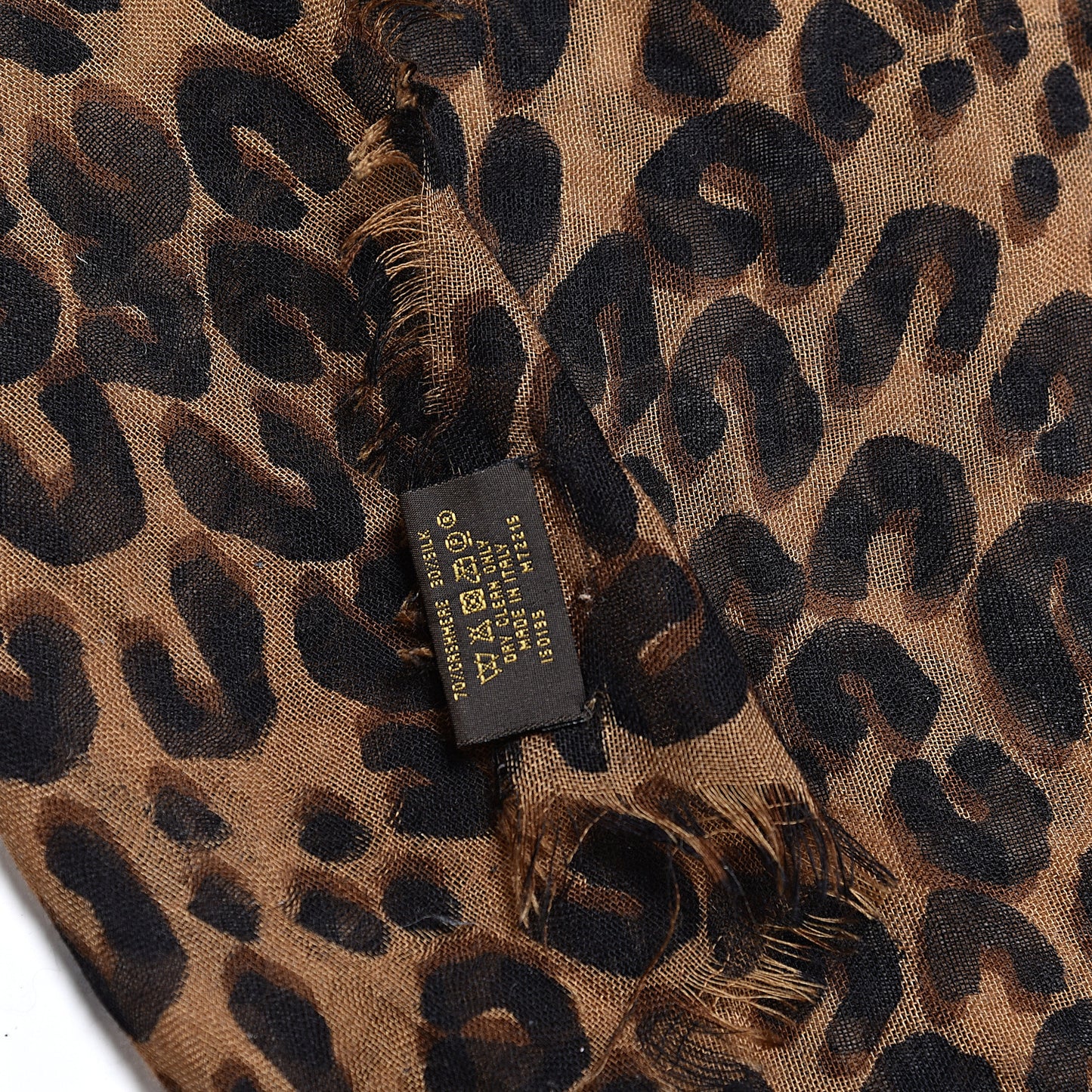 Cashmere Silk Leopard Etole Stole Marron