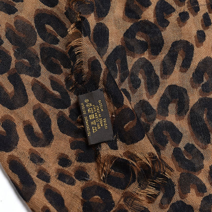 Louis Vuitton Cashmere Silk Leopard Etole Stole Marron 5 of 6