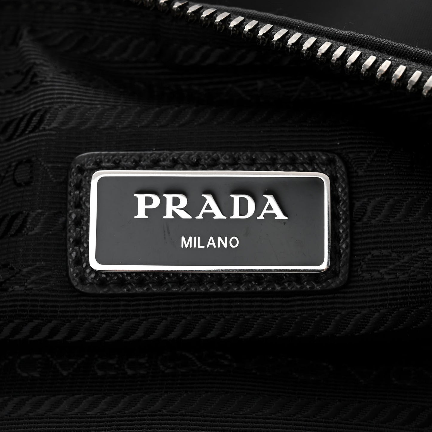 Re-Nylon Saffiano Pocket Zippered Shoulder Bag Black