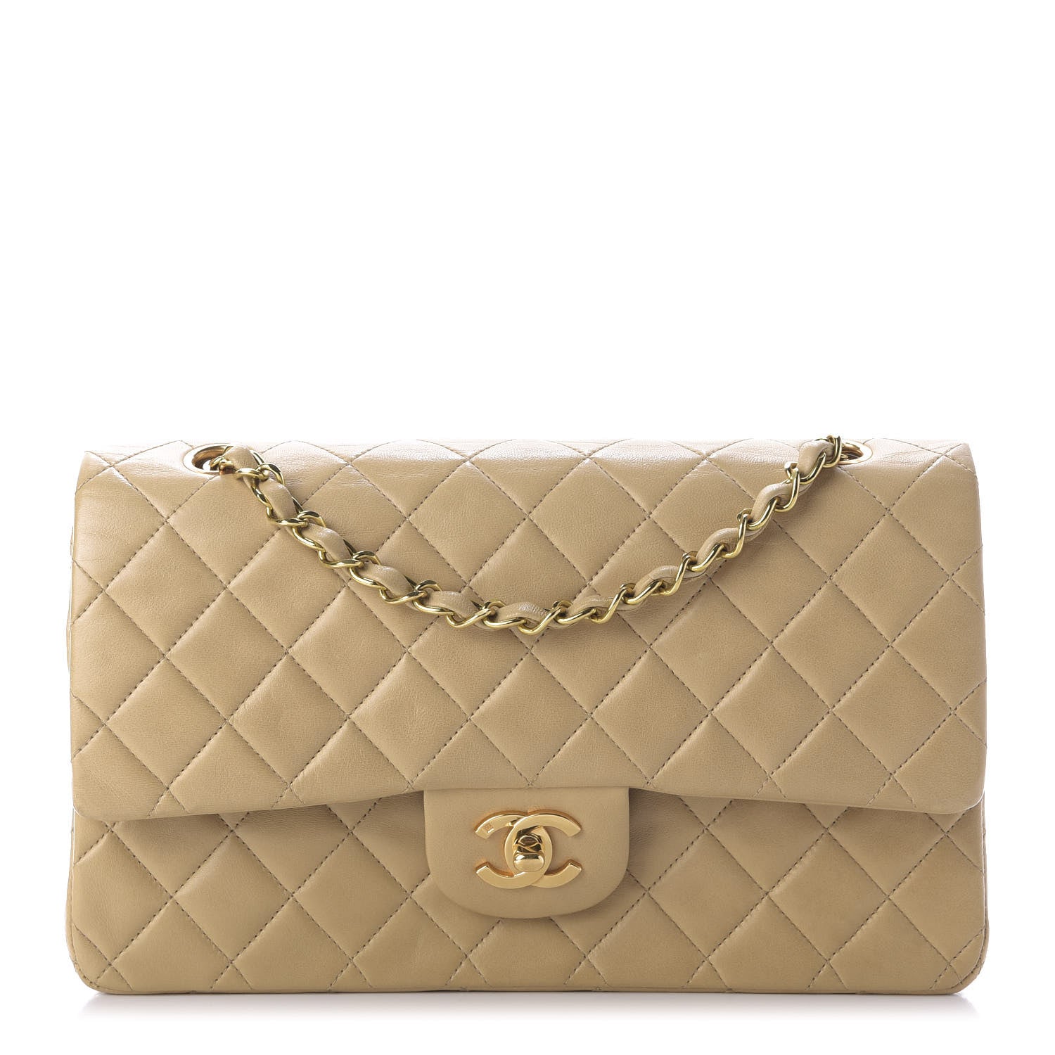 Chanel Lambskin Quilted Medium Double Flap Beige 1 of 12