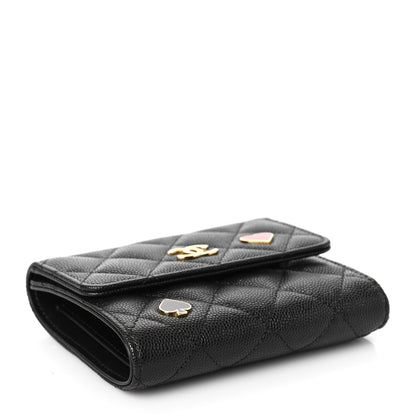 Chanel Caviar Quilted Enamel Coco Casino Compact Flap Wallet Black 4 of 10
