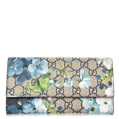 Gucci GG Supreme Monogram Blooms Continental Wallet Blue 1 of 6