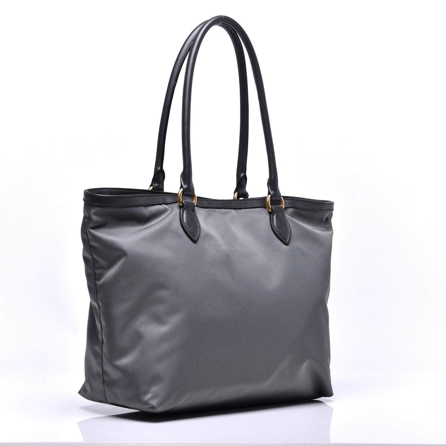 Prada Tessuto Nylon Soft Calf Shopping Tote Ardesia 3 of 8