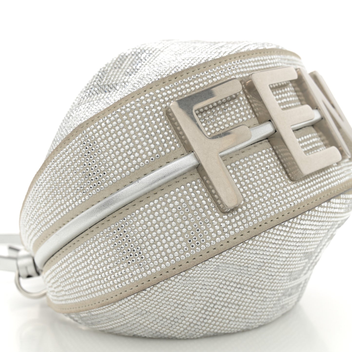 Crystal Vitello Laminato Suede FF Mini Fendigraphy Hobo Bag Grey