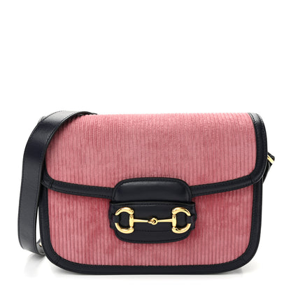 Gucci Lanzo Stretch Cord Azalea Calfskin Horsebit 1955 Shoulder Bag Lipstick Rose Blue 1 of 10