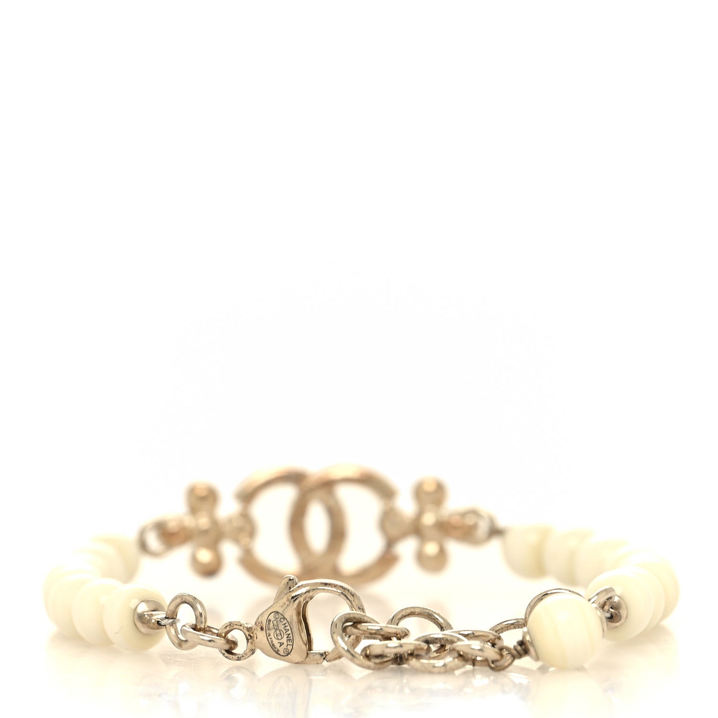 Pearl Crystal CC Bracelet Gold