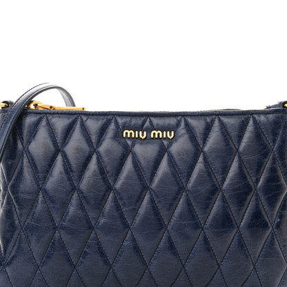 Miu Miu Vitello Shine Trapu Zip Crossbody Bag Navy 8 of 10
