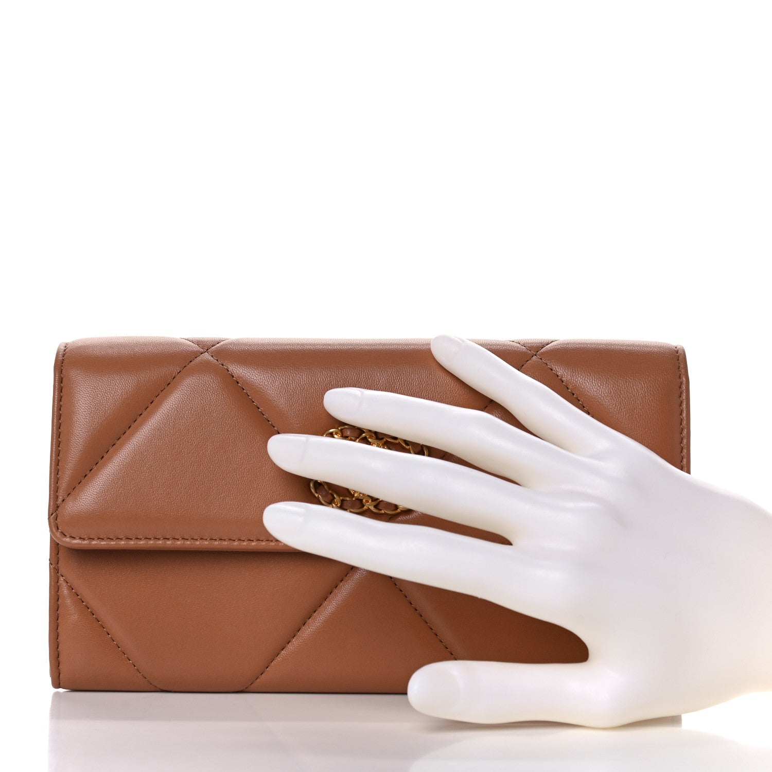 Chanel Lambskin Quilted Chanel 19 Flap Wallet Brown 2 of 18