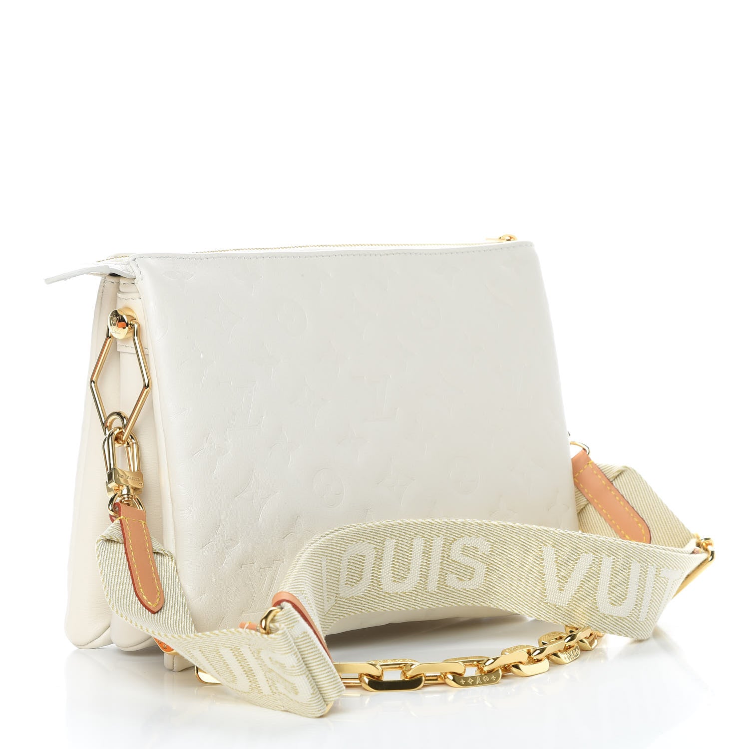 Louis Vuitton Lambskin Embossed Monogram Coussin PM Beige Cream 3 of 11