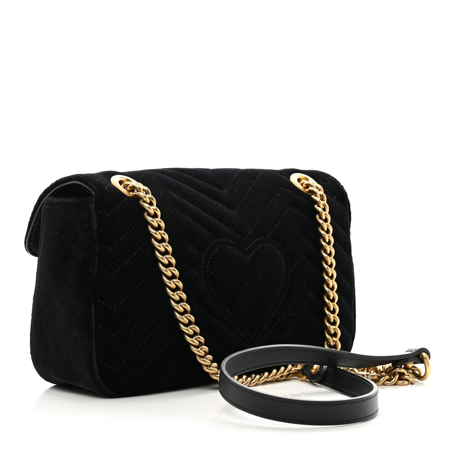 Velvet Matelasse Small GG Marmont Shoulder Bag Black